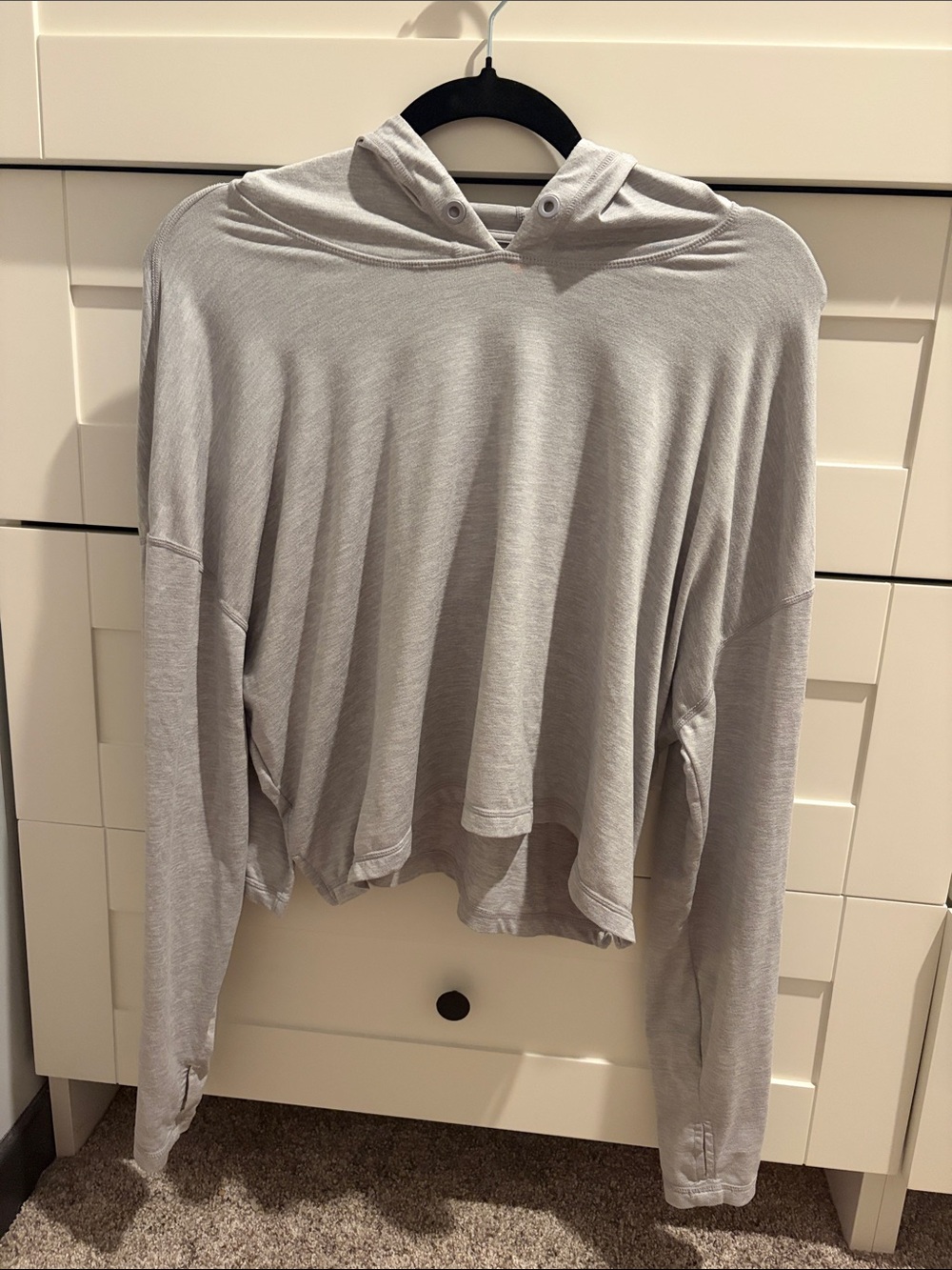 Athleta Light Gray Draped Hoodie Pullover